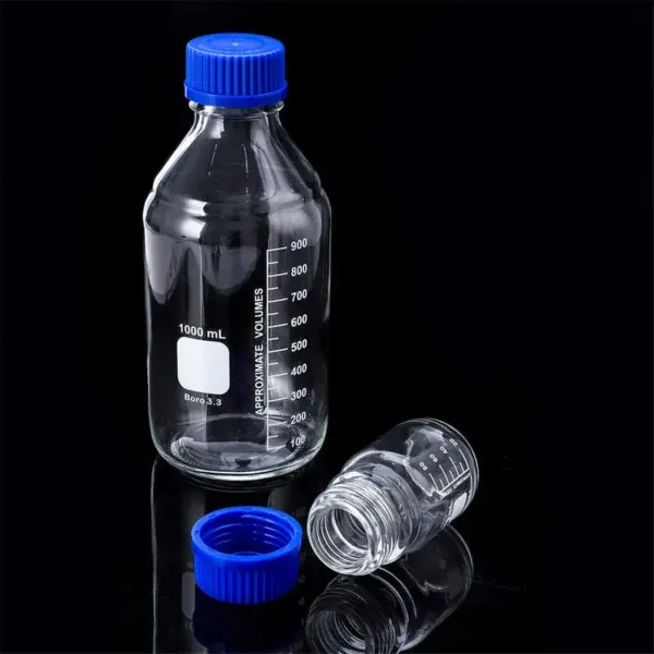 graduated sample reagent borosilicate clear bottle pp blue screw cap dammam saudi arabia 6