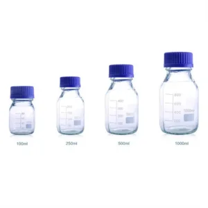 graduated sample reagent borosilicate clear bottle pp blue screw cap dammam saudi arabia 7