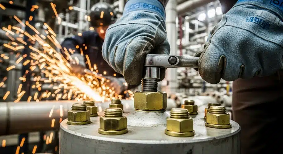What Are API-Certified Fasteners? Beyond the Standard Bolt 2 saudi arabia technician-installing-api-certified-flange-bolts-in-saudi-arabia