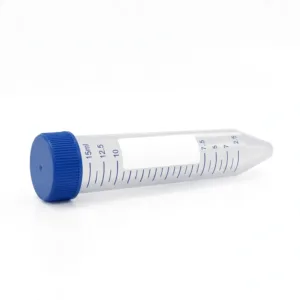 15ml conical centrifuge tube with blue screw cap lying down